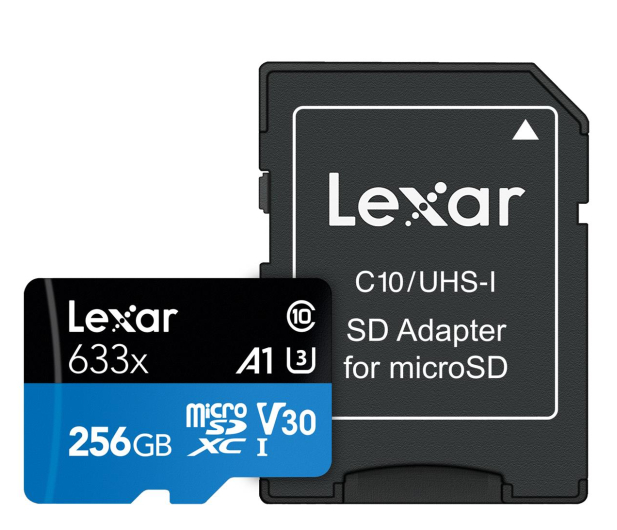 LEXAR microSDXC 256GB 633x 100/45MB/s CL10 adapter - 603806 - zdjęcie